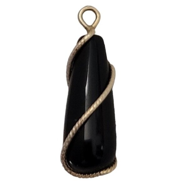 14K Yellow Gold Caged Onyx Bead Charm Pendant E866 - Picture 1 of 8